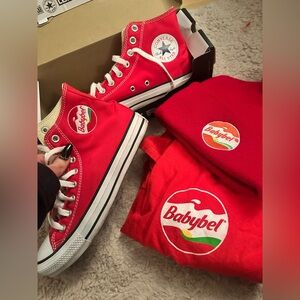 Babybel Merch ✨ red converses, beanie & matching shirt ❤️
